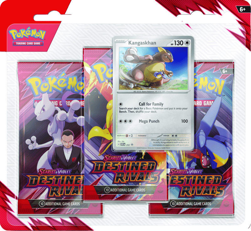 Pokemon Destined Rivals 3 Pack Blister - Kangaskhan premium collectible